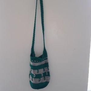 Green and grey macrame crossbody bag (S)
